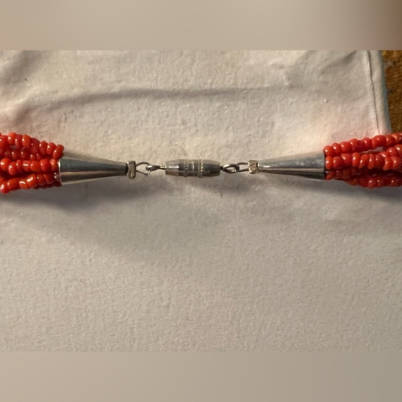 Vintage Artisan Crafted Red Coral & Turquoise 6-Strand Necklace - Picture 6 of 12